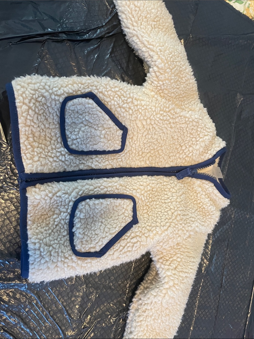 Carter's Cream Sherpa Jacket with Navy Trim